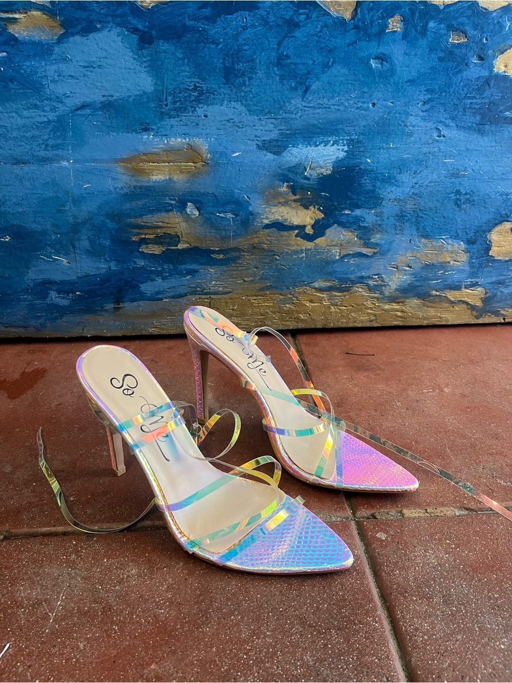 So Me Iridescent Pink Holographic Pointed Stilettos